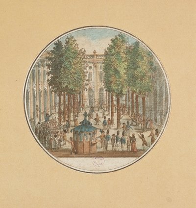 Camille Desmoulins spreekt op het Palais Royal, 12 juli 1789 door French School